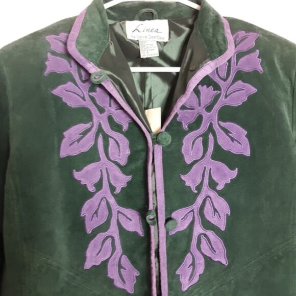 Linea by Louis Dell’Olio Womens Vintage Y2K Jacket Sz Small Green Leather Suede - Picture 5 of 11